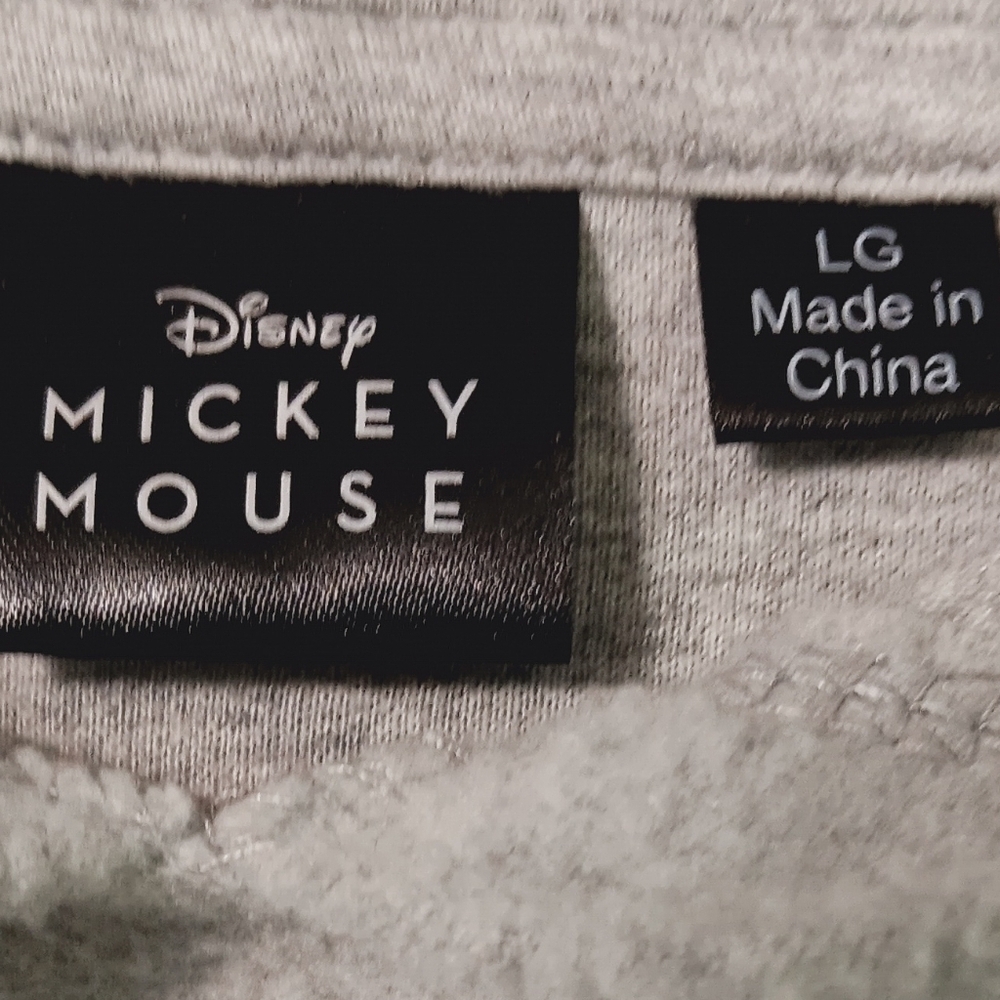 NWT Disney Mickey Mouse Gray Cotton Hoodie Sweater Juniors Size L - Picture 2 of 12